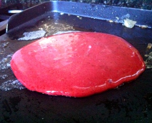 Red Velvet Pancake on the Griddle